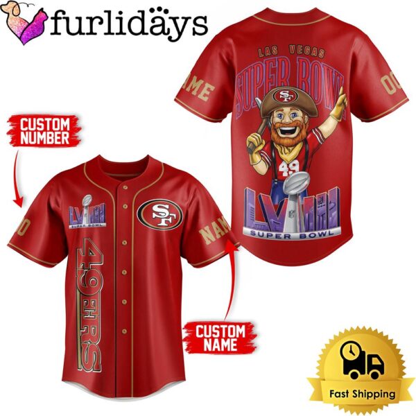 NFL San Francisco 49ers Super Bowl Red Baseball Jersey