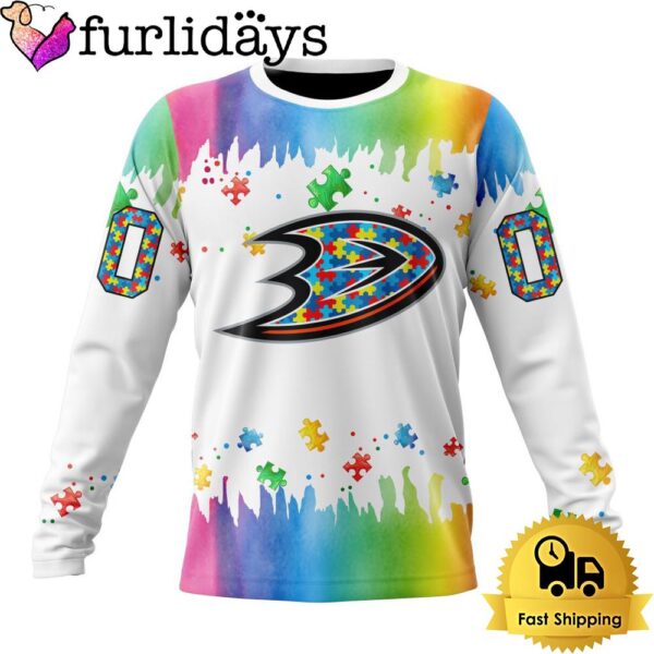 NHL Anaheim Ducks Logo Special Autism Awareness Design Custom Sweatshirt