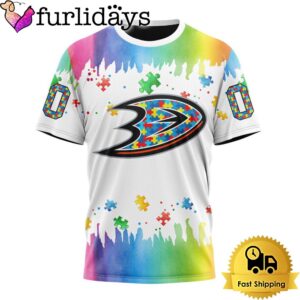 NHL Anaheim Ducks Logo Special Autism Awareness Design Custom T Shirt