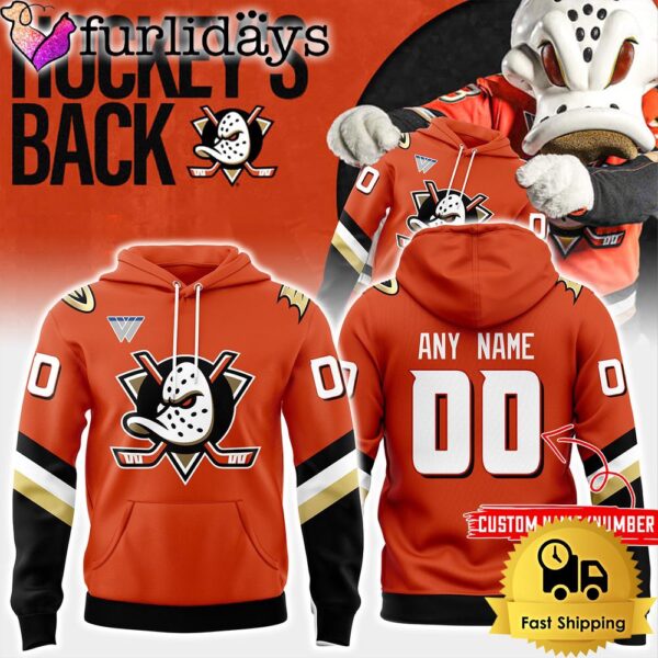 NHL Anaheim Ducks Orange Home Breakaway Jersey Custom Hoodie