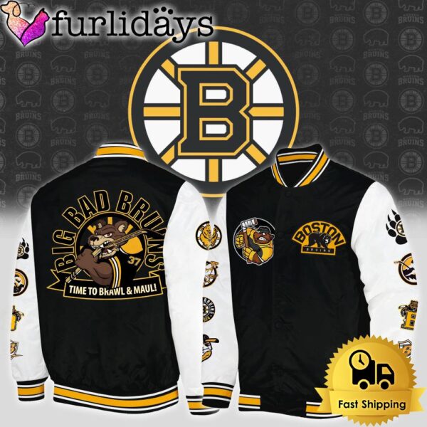 NHL Boston Bruins Big Bad Bruins Time To Bkawl And Maul Baseball Jacket