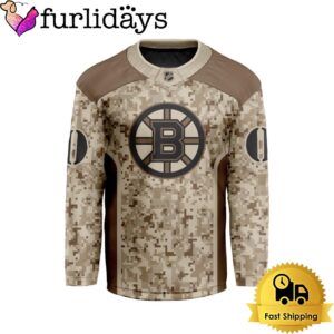 NHL Boston Bruins Desert Camouflage Design Custom Hockey Jersey