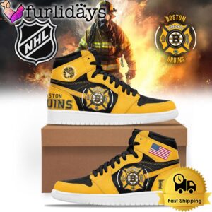 NHL Boston Bruins Hockey Firefighter Appreciation Air Jordan 1 Shoes