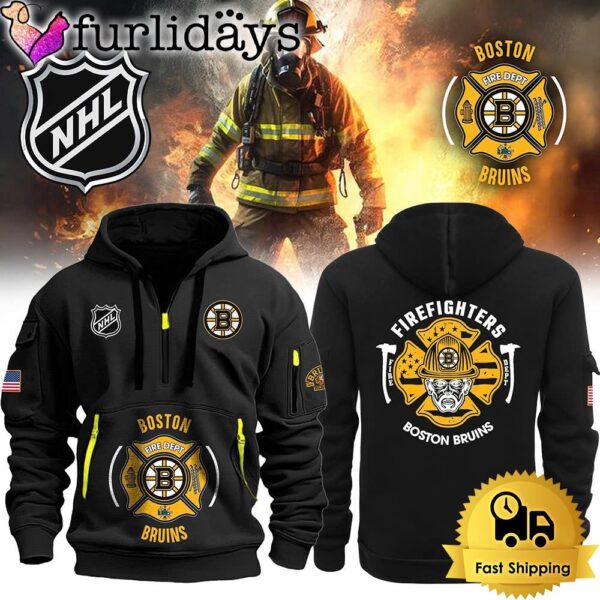 NHL Boston Bruins Hockey Firefighter Appreciation Night Quarter Zip Hoodie