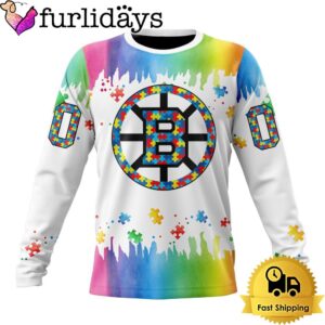 NHL Boston Bruins Logo Special Autism Awareness Design Custom Sweatshirt