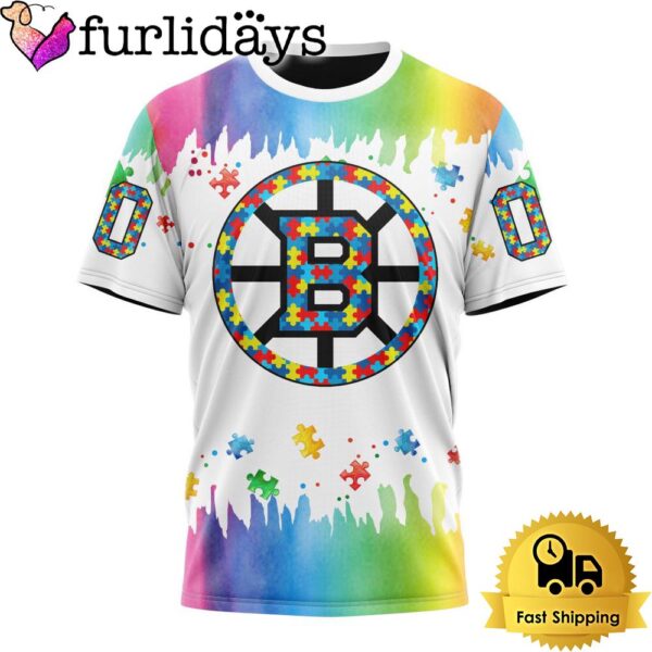 NHL Boston Bruins Logo Special Autism Awareness Design Custom T Shirt