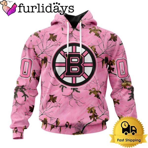 NHL Boston Bruins Special Realtree Pink Camouflage Custom Hoodie