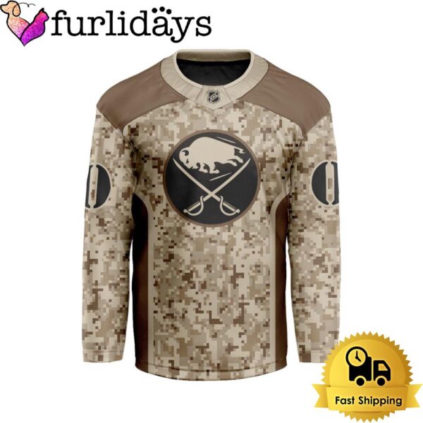 NHL Buffalo Sabres Desert Camouflage Design Custom Hockey Jersey