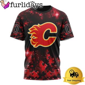 NHL Calgary Flames Autism Awareness Hockey Custom T Shirt