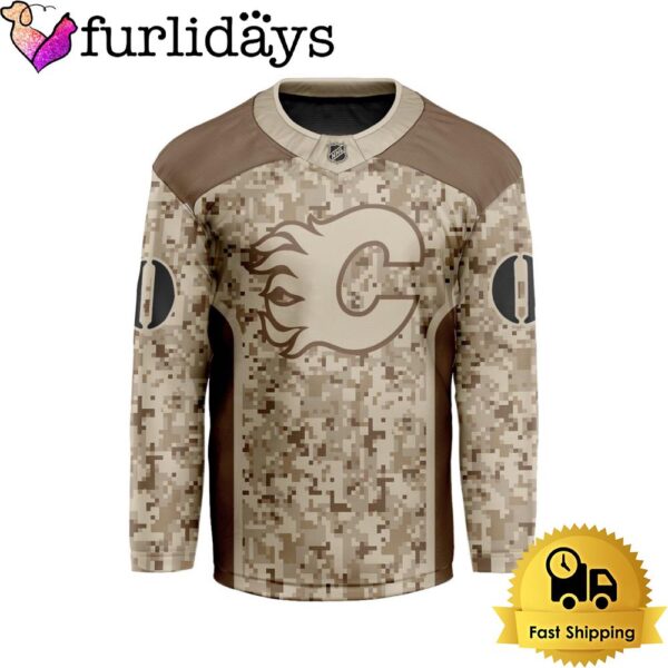 NHL Calgary Flames Desert Camouflage Design Custom Hockey Jersey