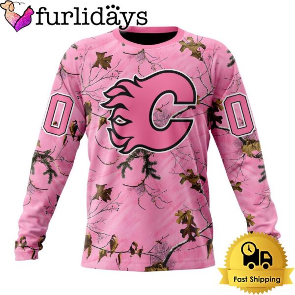 NHL Calgary Flames Special Realtree Pink Camouflage Custom Sweatshirt