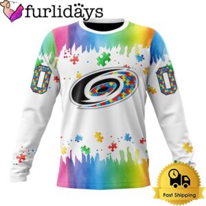 NHL Carolina Hurricanes Logo Special Autism Awareness Design Custom Sweatshirt