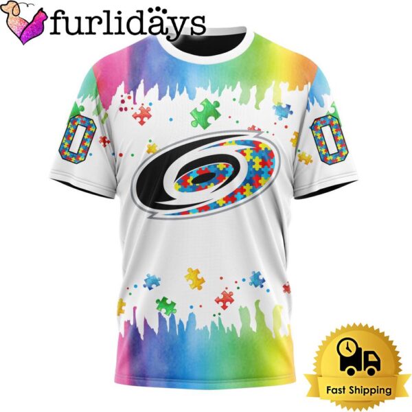 NHL Carolina Hurricanes Logo Special Autism Awareness Design Custom T Shirt