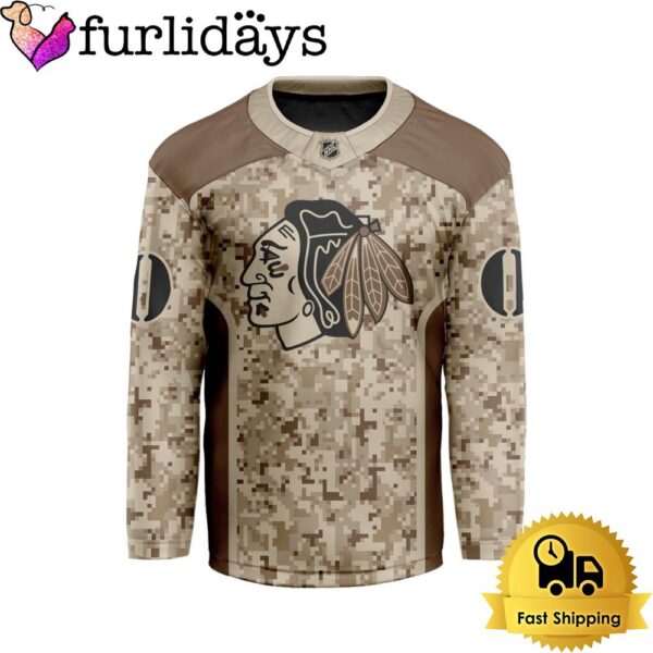 NHL Chicago Blackhawks Desert Camouflage Design Custom Hockey Jersey