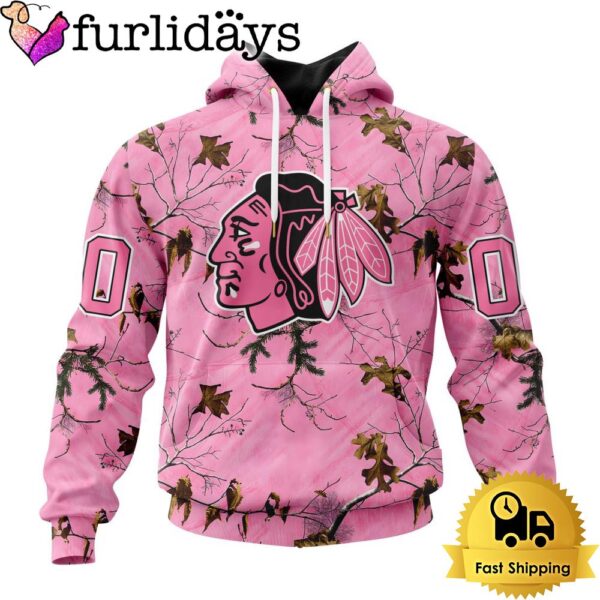 NHL Chicago Blackhawks Special Realtree Pink Camouflage Custom Hoodie