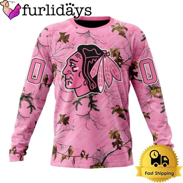 NHL Chicago Blackhawks Special Realtree Pink Camouflage Custom Sweatshirt