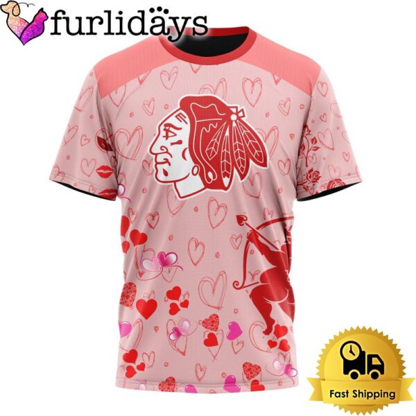 NHL Chicago Blackhawks Valentine’s Day T Shirt For Couple