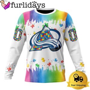 NHL Colorado Avalanche Logo Special Autism Awareness Design Custom Sweatshirt