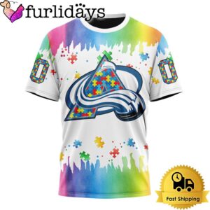 NHL Colorado Avalanche Logo Special Autism Awareness Design Custom T Shirt