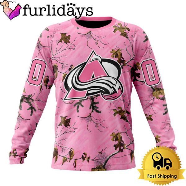 NHL Colorado Avalanche Special Realtree Pink Camouflage Custom Sweatshirt