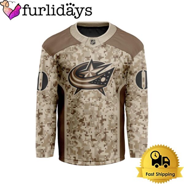 NHL Columbus Blue Jackets Desert Camouflage Design Custom Hockey Jersey