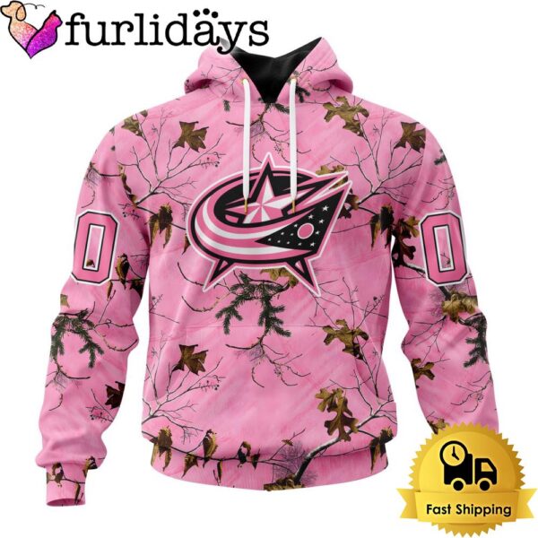 NHL Columbus Blue Jackets Special Realtree Pink Camouflage Custom Hoodie