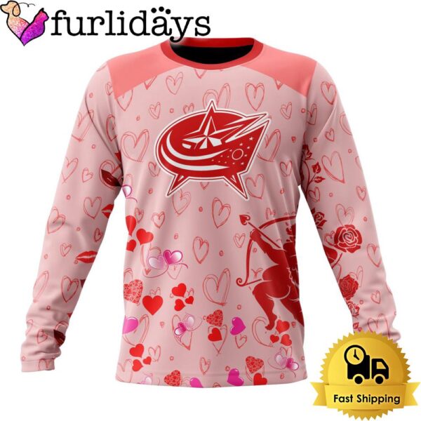 NHL Columbus Blue Jackets Valentine’s Day Sweatshirt For Couple