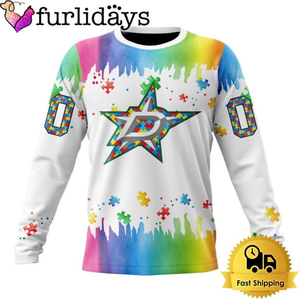 NHL Dallas Stars Logo Special Autism Awareness Design Custom Sweatshirt