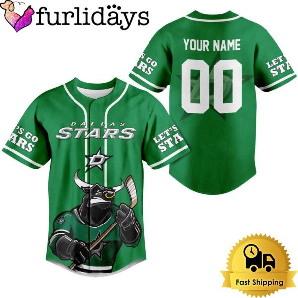 NHL Dallas Stars Mascot Let’s Go Stars Baseball Jersey