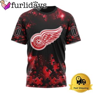 NHL Detroit Red Wings Autism Awareness Hockey Custom T Shirt