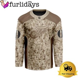 NHL Detroit Red Wings Desert Camouflage Design Custom Hockey Jersey