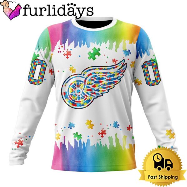 NHL Detroit Red Wings Logo Special Autism Awareness Design Custom Sweatshirt