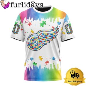 NHL Detroit Red Wings Logo Special Autism Awareness Design Custom T Shirt