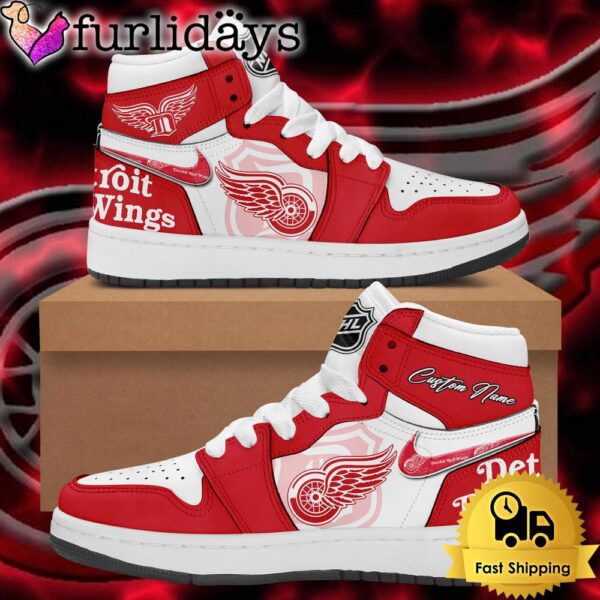 NHL Detroit Red Wings Team Logo Custom Air Jordan 1 Shoes