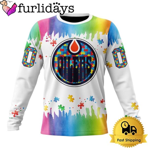 NHL Edmonton Oilers Logo Special Autism Awareness Design Custom Sweatshirt