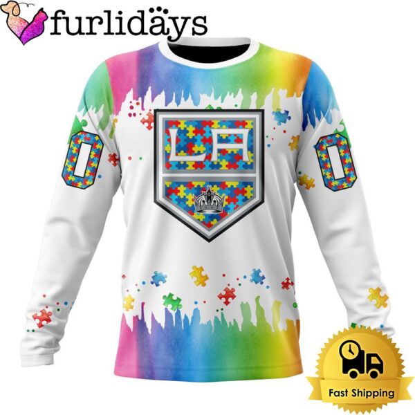 NHL Los Angeles Kings Logo Special Autism Awareness Design Custom Sweatshirt