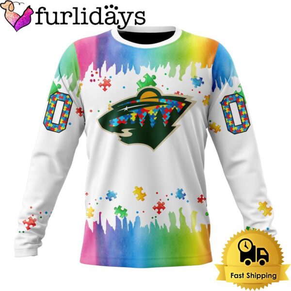 NHL Minnesota Wild Logo Special Autism Awareness Design Custom Sweatshirt