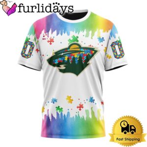 NHL Minnesota Wild Logo Special Autism Awareness Design Custom T Shirt