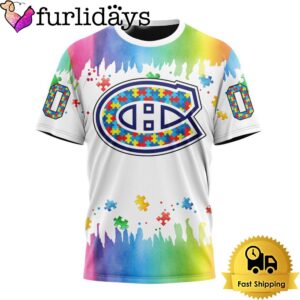 NHL Montreal Canadiens Logo Special Autism Awareness Design Custom T Shirt