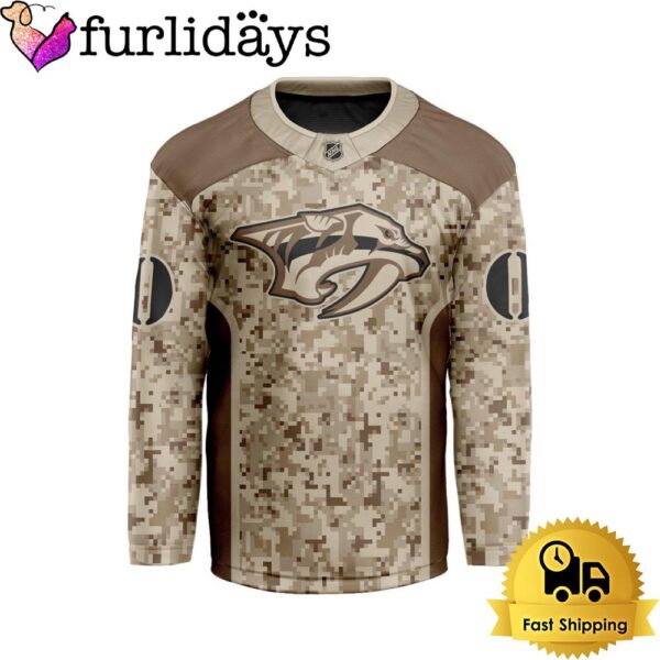 NHL Nashville Predators Desert Camouflage Design Custom Hockey Jersey