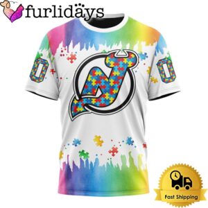 NHL New Jersey Devils Logo Special Autism Awareness Design Custom T Shirt