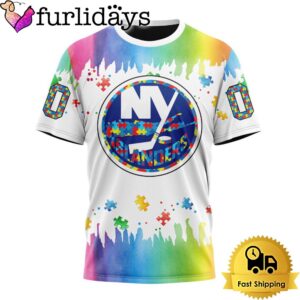 NHL New York Islanders Logo Special Autism Awareness Design Custom T Shirt