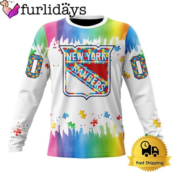 NHL New York Rangers Logo Special Autism Awareness Design Custom Sweatshirt