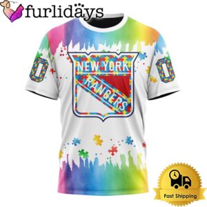 NHL New York Rangers Logo Special Autism Awareness Design Custom T Shirt