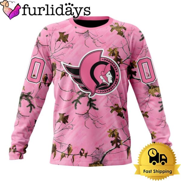 NHL Ottawa Senators Special Realtree Pink Camouflage Custom Sweatshirt