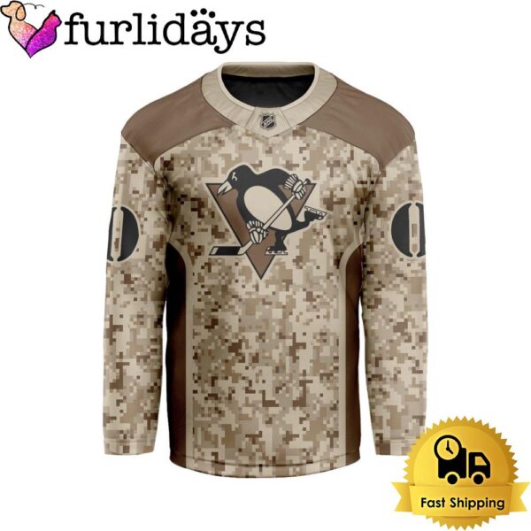 NHL Pittsburgh Penguins Desert Camouflage Design Custom Hockey Jersey