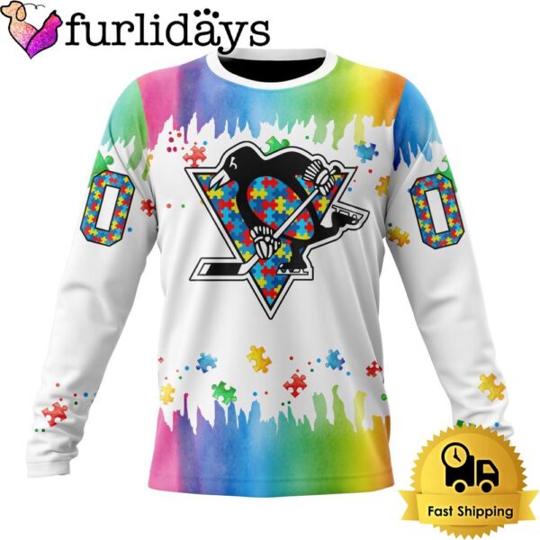 NHL Pittsburgh Penguins Logo Special Autism Awareness Design Custom Sweatshirt