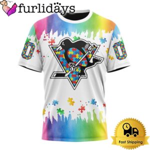 NHL Pittsburgh Penguins Logo Special Autism Awareness Design Custom T Shirt