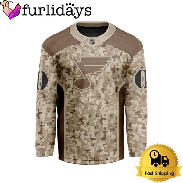 NHL St Louis Blues Desert Camouflage Design Custom Hockey Jersey