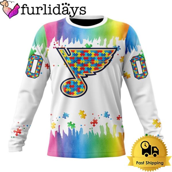 NHL St Louis Blues Logo Special Autism Awareness Design Custom Sweatshirt